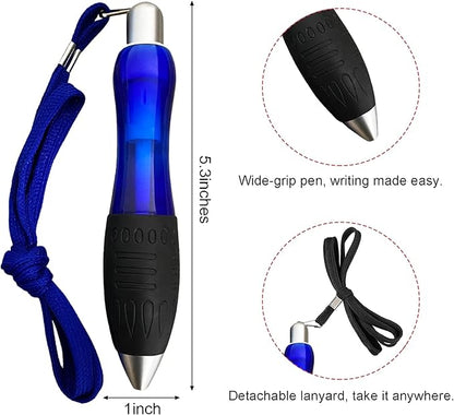 Big Fat Pens (12 Pack) Aids Writing For Tremor, Arthritis, Parkinson, Handicap, Carpal Tunnel Large Wide Grip Pens Retractable Ballpoint Pens (6 Pens + 6 Extra Refills)(Blue)
