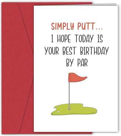 Funny Golf Birthday Card for Men, Happy Birthday Card for Golf Lover, Humorous Birthday Cards for Dad Husband Boyfriend Fiance, I Hope Today Is Your Best Birthday By Par