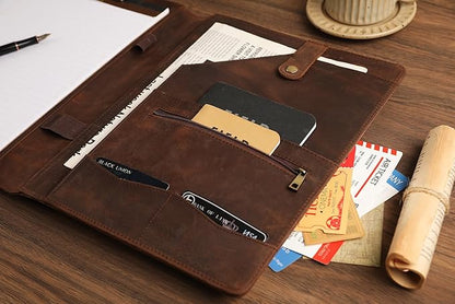 Personalized Leather Portfolio for Lefty, Engraved Leather Clipboard Portfolio Binder, Custom Leather Padfolio Leather Legal Portfolio, Christmas Gift for Him/Her (Clipboard, Khaki-Custom)