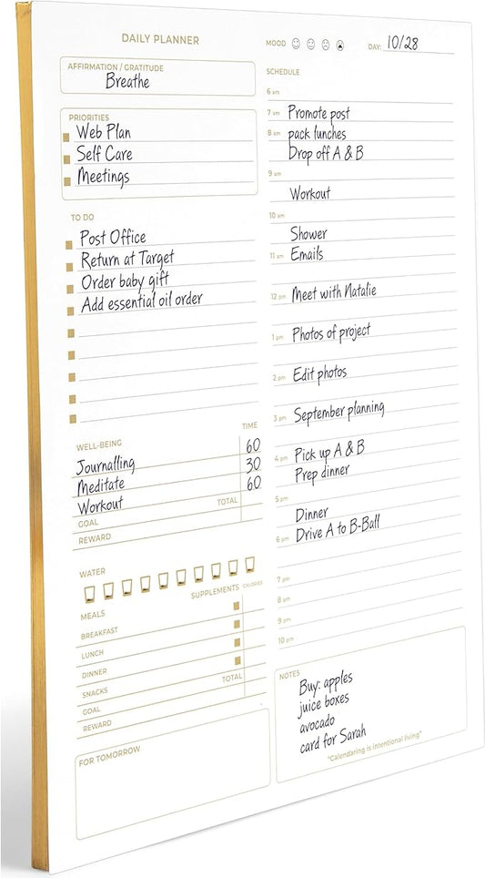Daily To Do List Notepad for Work - Daily Planner Pad 8.5 x 11 50 Sheet with Gold Edge - Daily Planner Notepad - Daily Schedule Board - Daily Plan - Daily Notepad - Work To Do List Notebook Organizer