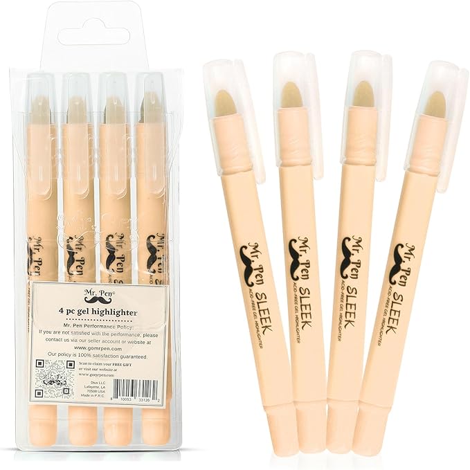 Mr. Pen- Gel Highlighter, 4 Pack, Bible Highlighters No Bleed, No Bleed Highlighters, Bible Highlighter, Bible Markers, Gel Highlighters for Bibles, Highlighter