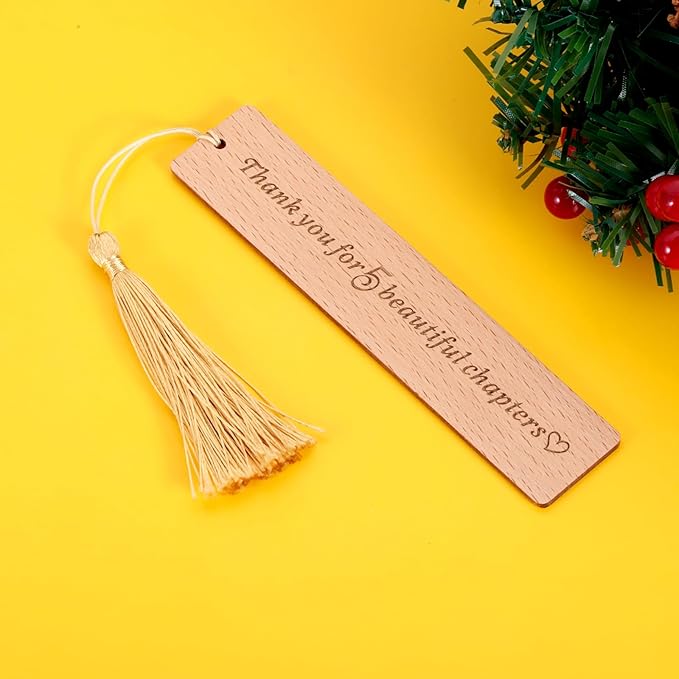 Wooden Bookmark 5 Year Anniversary Wedding Gifts for Women Men Him Her 5th Anniversary Gift for Husband Wife 5th Anniversary Valentines Gift, Christmas Gift Ideas, Thank You for 5 Beautiful Chapters
