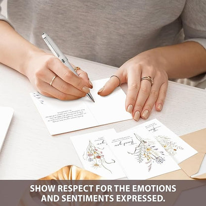 AUDREE 20 Pcs Funeral Thank You Cards with Envelopes Message Inside and Matching Stickers - Bulk 4×6 Watercolor Boho Wildflower Bereavement Thank You Cards For Funeral