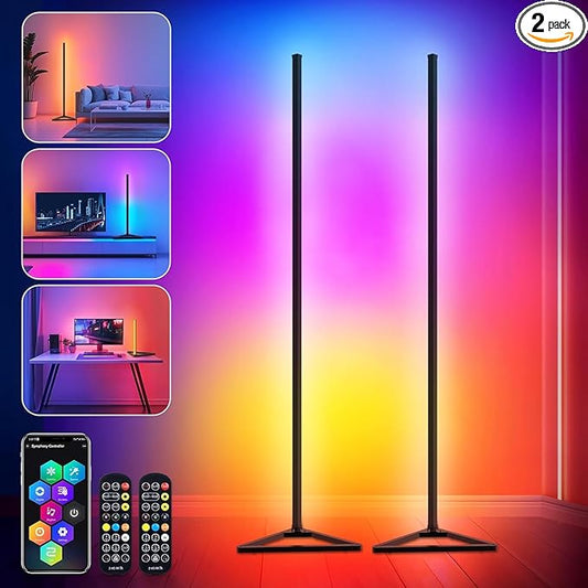 Floor Lamp,16 Million Colors LED Floor Lamps 141 cm Lamps for Living Room with Music Sync,Standing Lamp with App and Remote Control,Gaming Ambient Lighting Corner Lamp Bedroom Decor