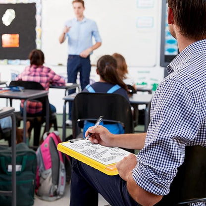 Piasoenc Clipboard with Storage, 8.5 x 11 Organization Box with Pen Holder and A4 Legal Paper Folder, Heavy Duty Plastic, Folio & Side-Opening, Low Profile Clip, for Nurses, Teachers, Yellow