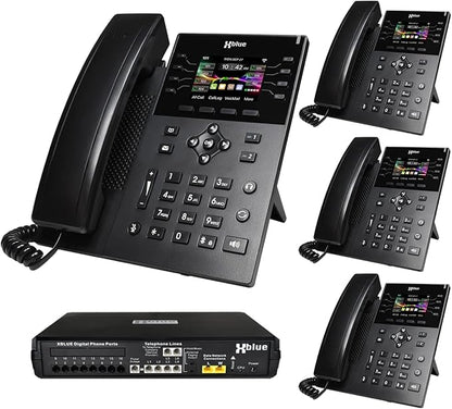 XBLUE X16 Plus VoIP System Bundle with (4) IP8g IP Phones - Including Auto Attendant, Voicemail, Remote Phone Extensions & Call Recording