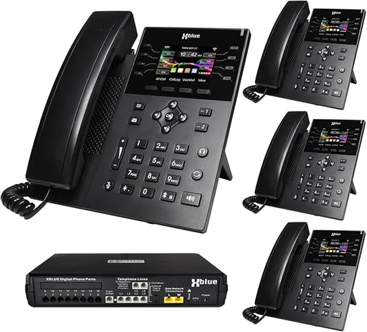 XBLUE X16 Plus VoIP System Bundle with (4) IP8g IP Phones - Including Auto Attendant, Voicemail, Remote Phone Extensions & Call Recording