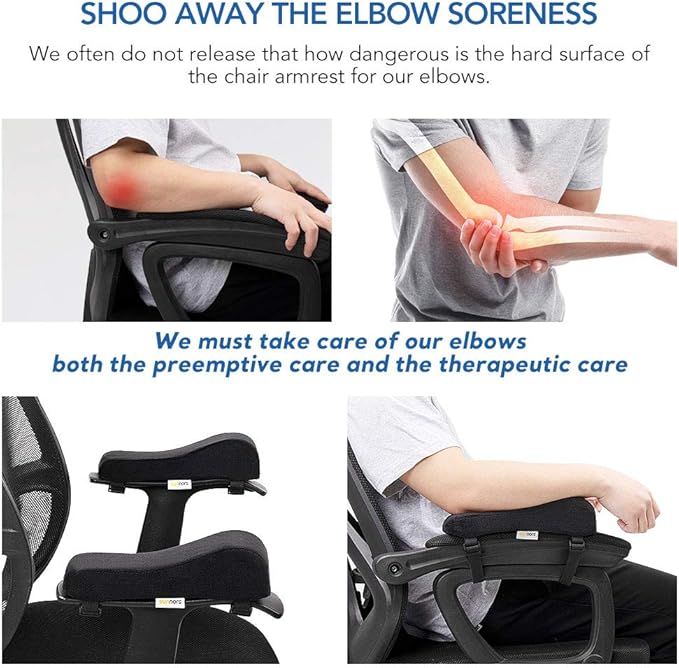 Office Chair Armrest Pads Memory Foam Chair Arm Covers,Universal Elbow Pillow Gaming Chair Arm Rest Cushion for Elbows and Forearms Pressure Relief(Set of 2)
