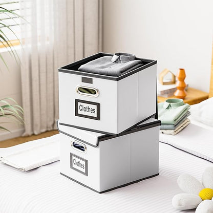 Huolewa Upgraded Portable Leather File Organizer Boxes with Lids, Office Document Boxes Organizer, Filing Boxes, Decorative Small File Boxes for Hanging Files, File Cabinet for Office/Home - 4 Pack