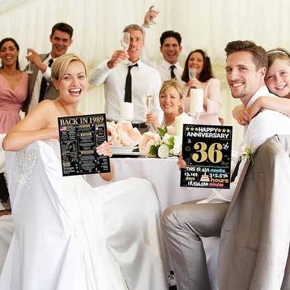 Joycard 36th Anniversary Card for Women Men, Gold Wedding Card for Wife Husband, Sweet Marriage Decorations Gifts for Couple, Perfect for Her Him on Anniversary Day, Back in 1989