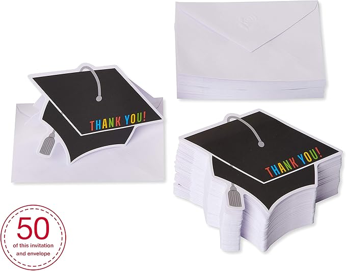 American Greetings Graduation Thank You Cards with Envelopes, Graduation Cap (50-Count)