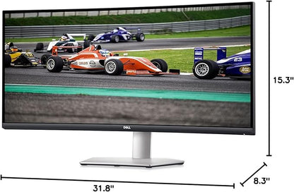 Dell S3422DW Curved Monitor - 34-inch WQHD (3440 x 1440) Display, 1800R Curved Screen, Built-in Dual 5W Speakers, 4ms Grey-to-Grey Response Time, 16.7 Million Colors - Silver
