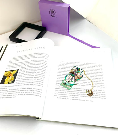 Genshin Impact Venti Brass Bookmarks with 3D Display Box for Women Men Sisters Friends - Ideal Birthday Gifts for Book Lovers - Zllada
