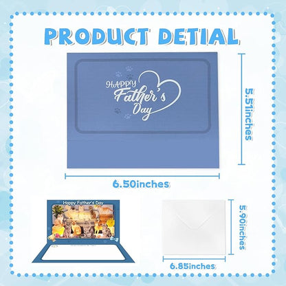 4D Pop Up Fathers Day Card with lights, Cat Father's Day Card For DAD, Living Room, Cat Themed (Cat Father's Day Card)