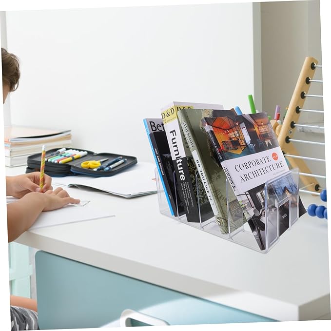 Ciieeo Wallet Acrylic Books Wallet Holder Desk Book Ends Book Holders for Shelves Book Stand Manager Shelf Partition Plate Decorate Bookend Storage Bag Desktop Delicate bookend