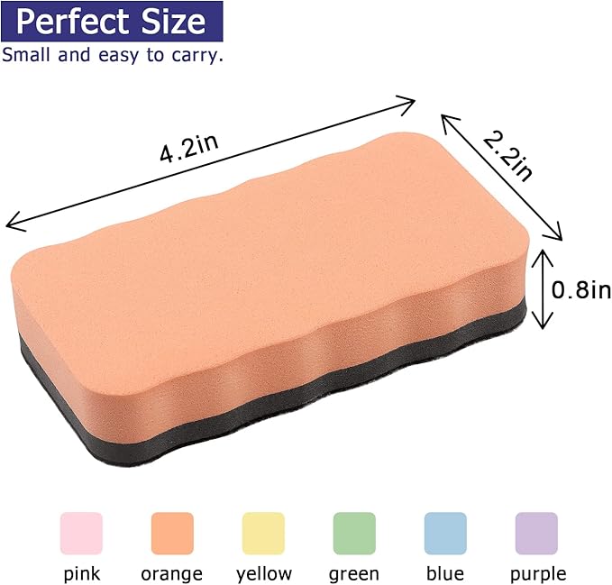 Tamaki Magnetic Whiteboard Eraser, Dry Eraser Board Erasers, Dry Erasers for White Board, Whiteboard Erasers for Kids Classroom, 6 Colors (6 Pack, Pastel Wavy)
