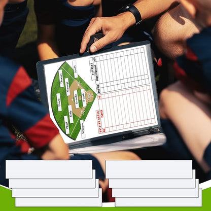 Deekin 60 Pack 2.36 x 0.51 Inches Magnetic Baseball Lineup Board Tabs White Magnetic Dry Erase Labels Write Wipe Magnet Strip for Dugout Name Tags Softball Line up Board Clipboard Calendar Home Office