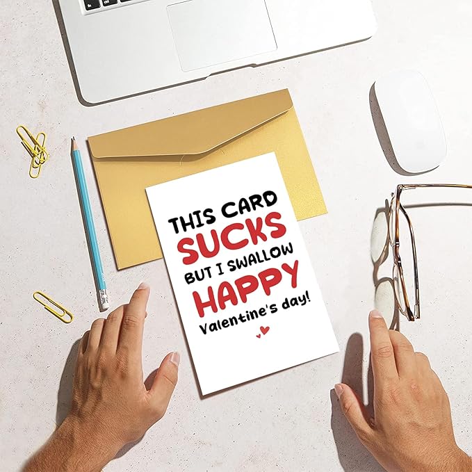 Rude Valentine's Day Card, Funny Valentines Card for Him, Naughty Valentines Day Card for Boyfriend Husband, This Card Sucks But I Swallow