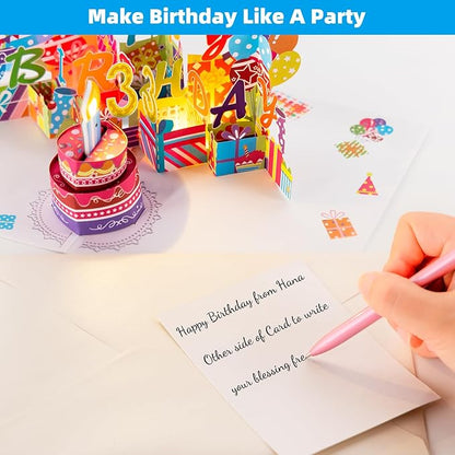 Gumry 33RD Musical Birthday PopUp Card, Blowable Colorful Light Candle 3D Cards with Song, Applause Cheers Sound, Greeting Cards Birthday Gifts Decorations for Women Men Turning 33 Years Old