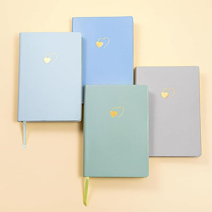 CAGIE Lined Journal Notebook for Women and Girls 256 Pages Cute Diary with Heart-Shaped Leather Journals for Writing A5 Soft Cover Notebooks for Work School (07 Light Blue, A5)