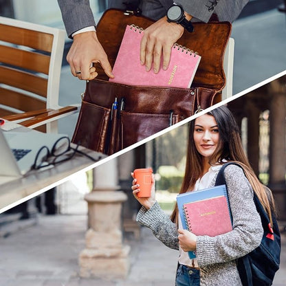 Spiral Notebook College Ruled Soft Cover Suede Aesthetic Note book 160Pages 8.5" x 6.34" For Work Note taking,Journals For Writing School Office With Double-Sided Pocket,100GSM Thick Paper