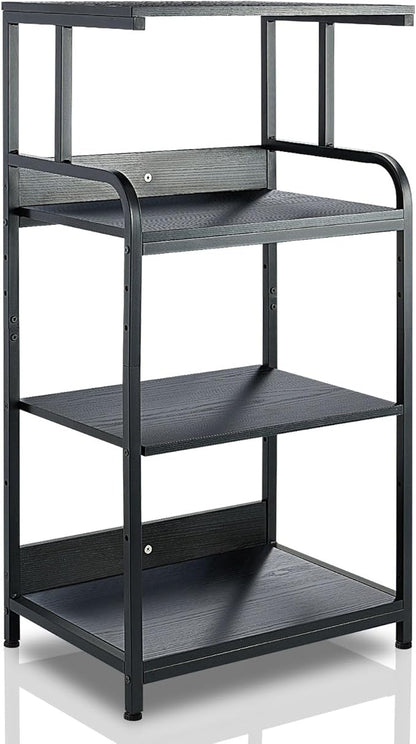 4 Tier Printer Stand with Wheels Printer Table, Multipurpose Office and Home Storage Rack, Removable and Fixed Printer Stand for Fax Machine, Scanner, Roller Cart Stand Black