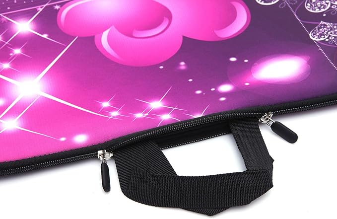 14-Inch Laptop Sleeve Case Neoprene Carrying Bag with Hidden Handles for MacBook/Notebook/Ultrabook/Chromebooks (red Heart)