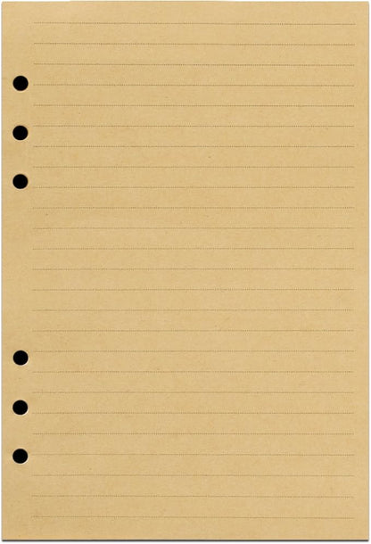 Ancicraft Refills Paper 6 Hole A5 5.7 X 8.25 Inches Lined Craft Paper for Loose Leaf Binder Notebook 100 Sheets / 200 Pages