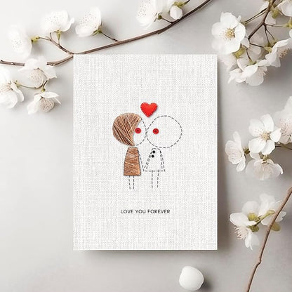 Anniversary Card for Couple Husband Wife, Happy Anniversary to Her Him, Romantic Wedding Love Gifts Valentines Day Card (Sewing Theme)