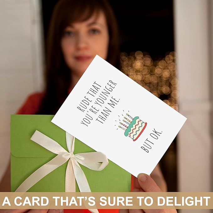 Funny Birthday Cards For Women Men, Happy Birthday Greeting Card for Her Sister Girlfriend, Husband Wife Birthday Gift, 30th 40th 50th 60th Blank Birthday Card for Best Friend with Envelope & Sticker