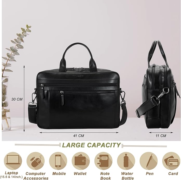 Marc Peter Laptop Bag Los Angeles I Leather Shoulder bag for 15.6 inch Laptop I Briefcase for men and women