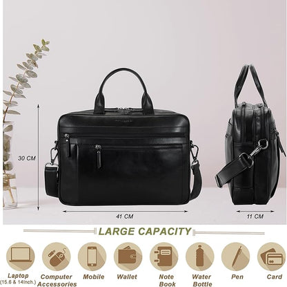 Marc Peter Laptop Bag Los Angeles I Leather Shoulder bag for 15.6 inch Laptop I Briefcase for men and women