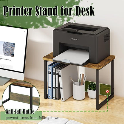 MARTY Printer Stand with Storage for Desk, Desktop Printer Stand Shelf Organzier for Home/Office Heavy Duty Printer Riser Under Desk Small Printer Table for Fax Machine Copier Scanner(Rustic Brown)