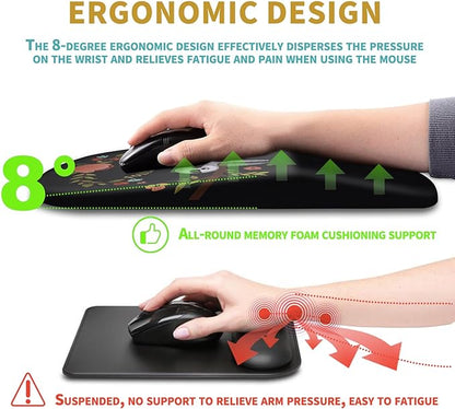 Hokafenle Ergonomic Mouse Pad Wrist Support with Massage Design, Wrist Rest Pain Relief Mousepad with Memory Foam&Non-Slip PU Base, Mouse Pads for Wireless Mouse & Desk (12x8 inch,Cute Sloth)