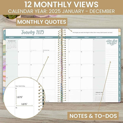 bloom daily planners 2025 Planner (8.5" x 11") Calendar Year Day Planner (January 2025 - December 2025) - Weekly & Monthly Agenda Organizer with Stickers & Tabs - Watercolor Waves