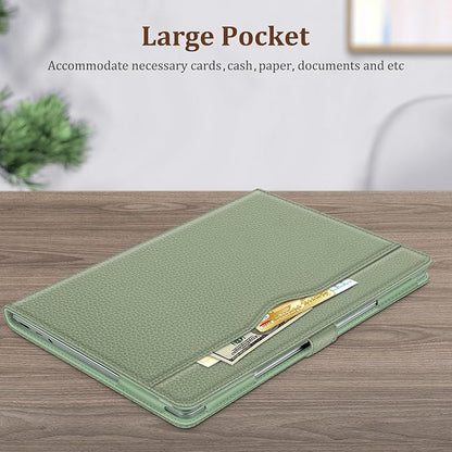 Fintie Sleeve Case for 12.4 Inch Microsoft Surface Laptop Go 3/2/1 (Model: 2013/1943), Premium PU Leather Protective Folio Book Cover with Large Pocket (Sage)