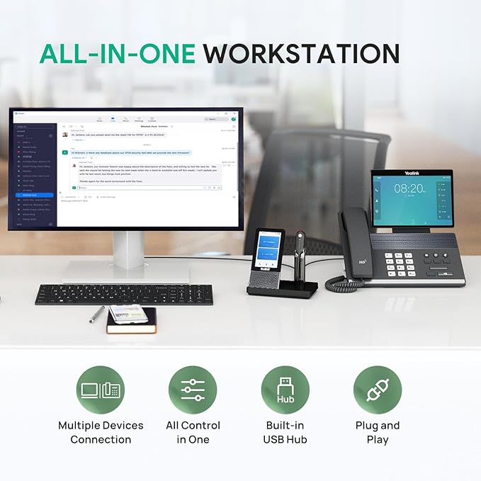 Yealink Wireless DECT Headset WH67,Office Single Ear (Mono) Bluetooth Headset to Desk Phone,Cell Phone and PC,Compatible with Zoom,RingCentral,8X8, Avaya,8H Talktime,394 ft Range