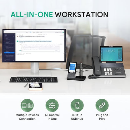Yealink Wireless DECT Headset WH67,Office Single Ear (Mono) Bluetooth Headset to Desk Phone,Cell Phone and PC,Compatible with Zoom,RingCentral,8X8, Avaya,8H Talktime,394 ft Range