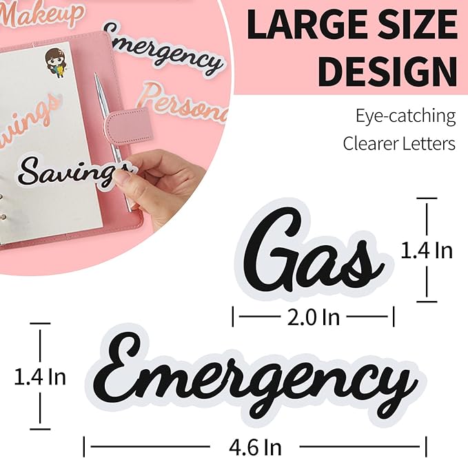 80 Cash Envelope Label Stickers - Black Bold Budget Binder List Labels for Monthly Finance Planner & A6 Cash Binder, Budgeting Category Clear Stickers for Budget Wallet, Money Coupon Organizer