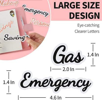 80 Cash Envelope Label Stickers - Black Bold Budget Binder List Labels for Monthly Finance Planner & A6 Cash Binder, Budgeting Category Clear Stickers for Budget Wallet, Money Coupon Organizer