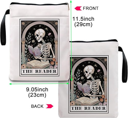 Book Sleeve, Book Sleeve with Zipper, Book Sleeve for Book Lovers, The Reader Tarot Card Book Sleeves, Book Pouch Kindle Protector, Gifts for Women Teacher Librarian Bookworm Bookish (White-C, Large)