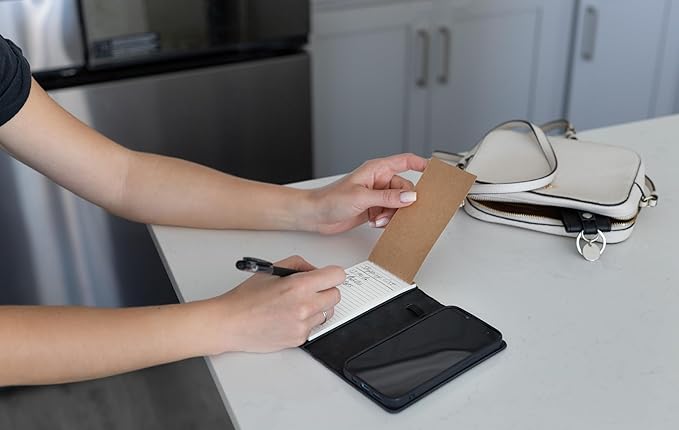 MOJO Notepad Phone Case for iPhone 14 - Folding Wallet Phone Case with Mini Pen and Note Pad (Black)