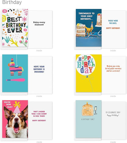 Recycled Paper Greetings 30-Count Funny Birthday Card Assortment with Envelopes, Seals, and Storage Box by Vicky Barone