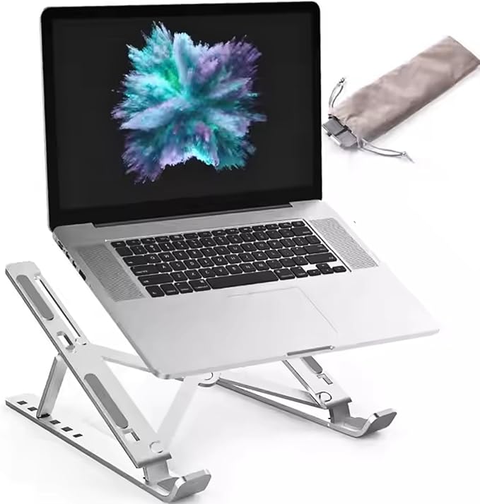 Laptop Stand, Foldable Adjustable & Ergonomic Aluminum Portable Notebook/Tablet Stand, Laptop Holder, Compatible with 10-15.6” Laptops and Tablets (Black)