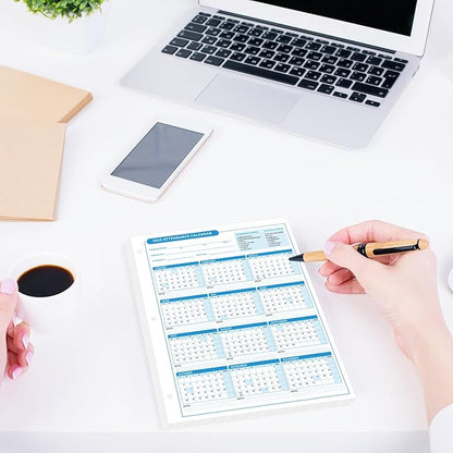 ReliThick 50 PCS 2025 Attendance Calendar Card Stock Paper 2025 Attendance Sheets for 3 Hole Binder Employee Record Folders for Manager, HR, Store Location Managers(Blue)
