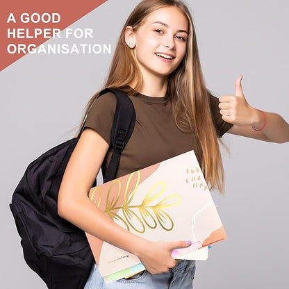 Ddaowanx Expanding File Folder, Letter A4 Size Accordion Plastic File Organizer, 5 Pocket Folders for Documents, Aesthetic Folder with Labels, Paper Organizer for School Office (Bohemian Printed 1)