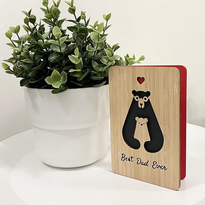 Fathers Day Cards,Handmade Bamboo Greeting Cards,Wooden Thankyou Card,Father's day Card for Dad,Best dad ever