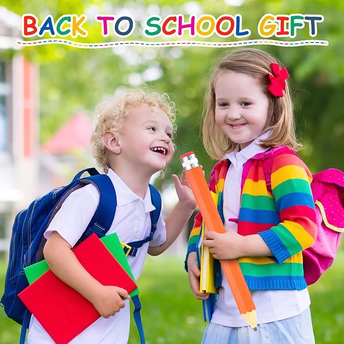 2 Pcs 16 Inch Pencils Wooden Jumbo Pencils Giant Wooden Pencils Funny Big Pencil with Cap Eraser Large Pencil Fun Novelty Gifts for Kids School Kindergarten Home Office Supplies (Orange)