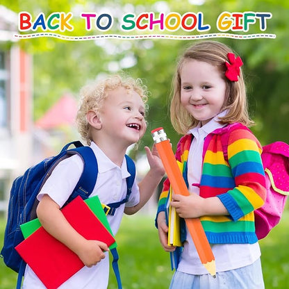 2 Pcs 16 Inch Pencils Wooden Jumbo Pencils Giant Wooden Pencils Funny Big Pencil with Cap Eraser Large Pencil Fun Novelty Gifts for Kids School Kindergarten Home Office Supplies (Orange)