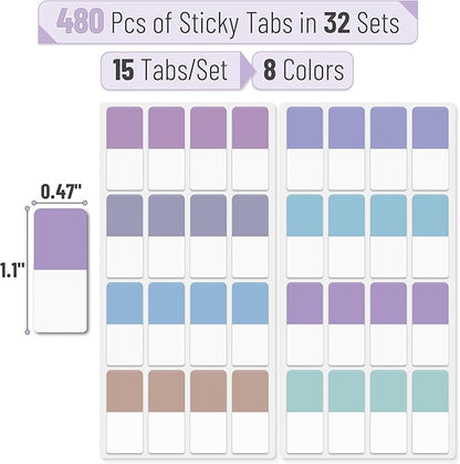Mr. Pen- Sticky Index Tabs, 480 Pcs, Pastel Sticky Tabs for Notebooks, Page Markers, Page Tabs for Binders, Page Tabs Sticky Tabs for Books, Notebook Tabs, Book Sticky Tabs for Notebooks